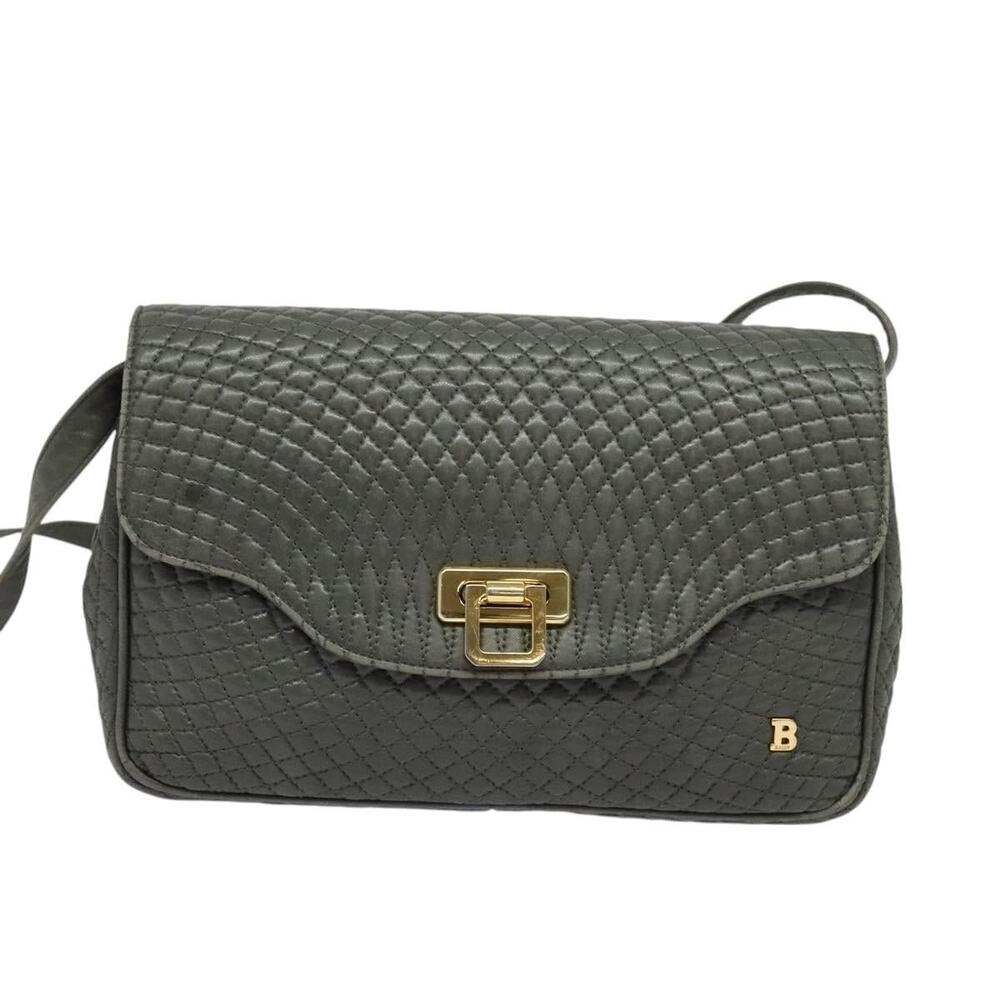 Bally Leather Shoulder Bag Gray